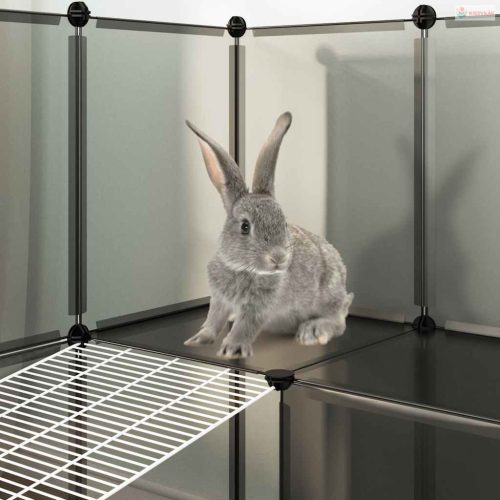 Fekete polipropilén és acél kisállatketrec 143 x 107 x 93 cm