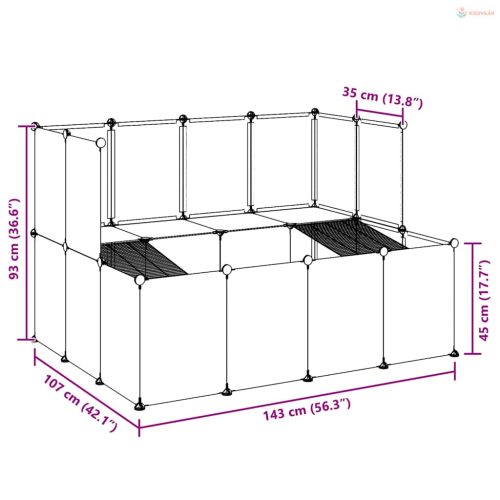 Átlátszó polipropilén és acél kisállatketrec 143 x 107 x 93 cm