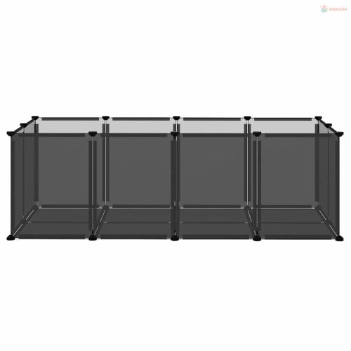 Fekete polipropilén és acél kisállatketrec 144 x 74 x 46,5 cm