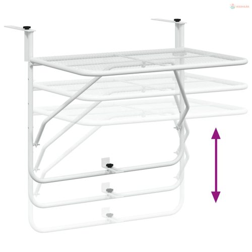 Fehér acél erkélyasztal 60 x 40 cm