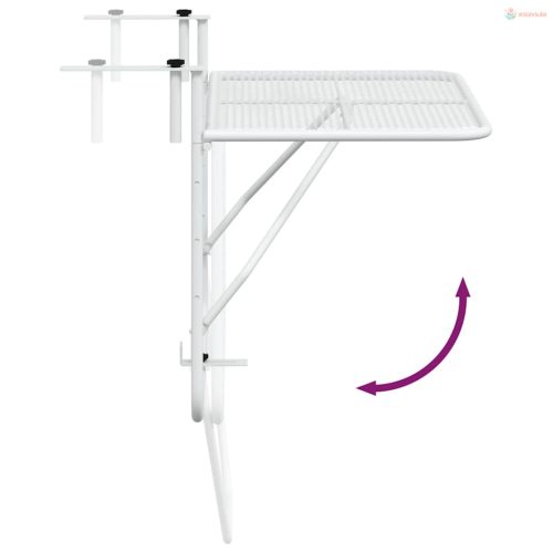 Fehér acél erkélyasztal 60 x 40 cm