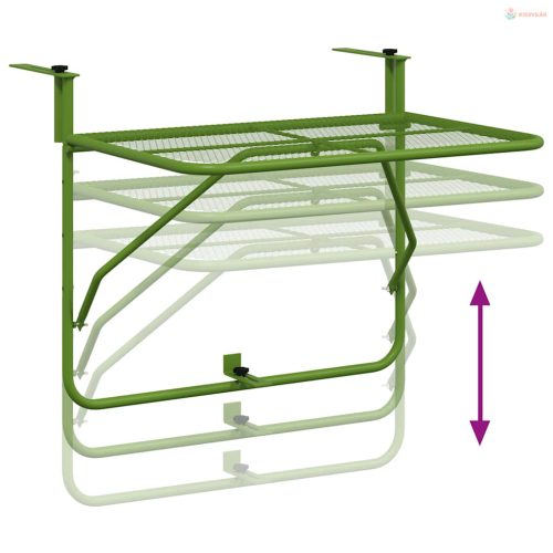 Zöld acél erkélyasztal 60 x 40 cm