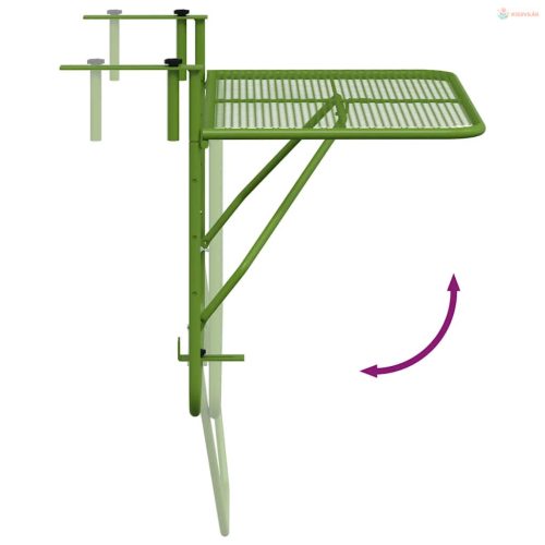 Zöld acél erkélyasztal 60 x 40 cm