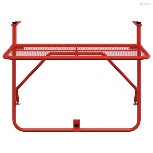 Piros acél erkélyasztal 60 x 40 cm