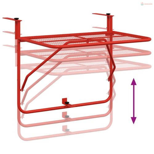 Piros acél erkélyasztal 60 x 40 cm