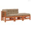 Kerti lounge szett 3 pcs Viaszbarna Tömör Fenyőfa