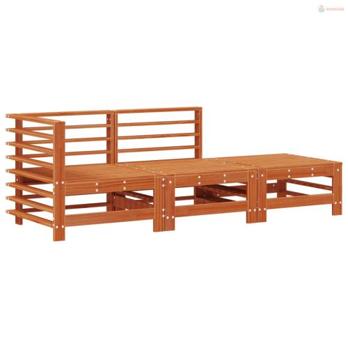 Kerti lounge szett 3 pcs Viaszbarna Tömör Fenyőfa