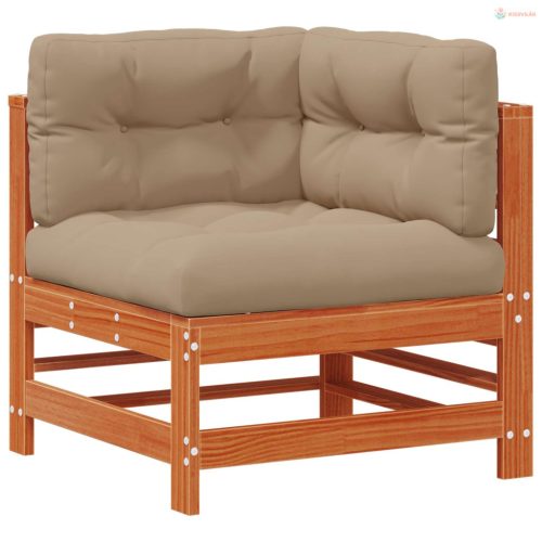 Kerti lounge szett 3 pcs Viaszbarna Tömör Fenyőfa