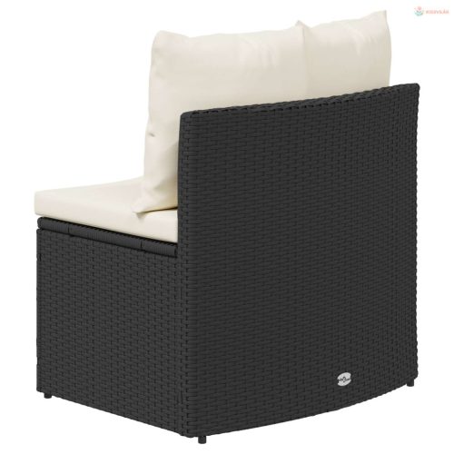 Kanapé Szett 2 pcs Fekete Tömör akácfa és poli rattan