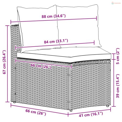 Kanapé Szett 2 pcs Szürke Tömör akácfa és poli rattan
