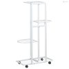 4 szintes fehér vas virágtartó állvány kerekekkel 44x23x80 cm