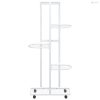 5 szintes fehér vas virágtartó állvány kerekekkel 44x23x100 cm