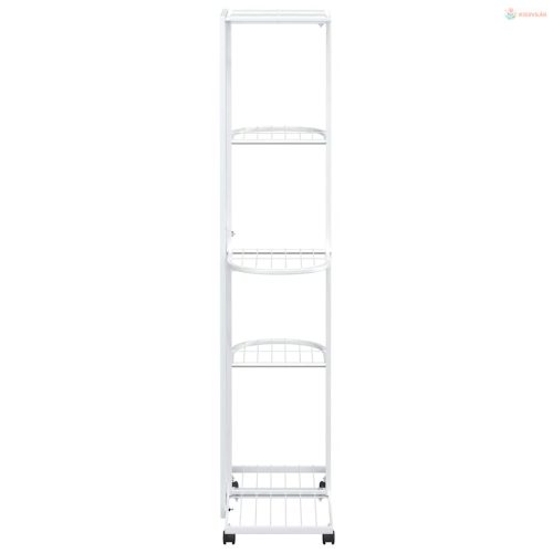 5 szintes fehér vas virágtartó állvány kerekekkel 44x23x100 cm