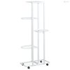 5 szintes fehér vas virágtartó állvány kerekekkel 44x23x100 cm