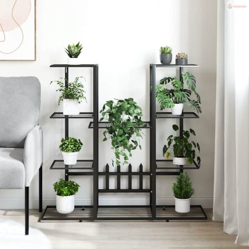 Fekete vas virágtartó állvány 94,5 x 25 x 89 cm