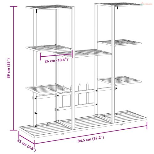 Fekete vas virágtartó állvány 94,5 x 25 x 89 cm
