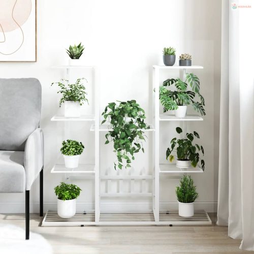 Fehér vas virágtartó állvány 94,5 x 25 x 89 cm