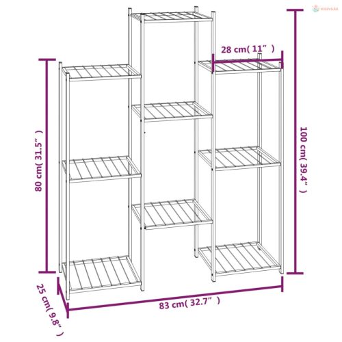 Fekete vas virágtartó állvány 83 x 25 x 100 cm