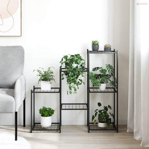 Fekete vas virágtartó állvány 83 x 25 x 80 cm