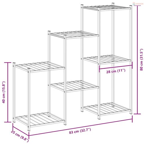 Fekete vas virágtartó állvány 83 x 25 x 80 cm
