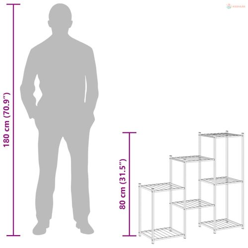 Fekete vas virágtartó állvány 83 x 25 x 80 cm