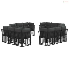 Kültéri kanapé szett párnával 12 pcs Fekete Poliészter