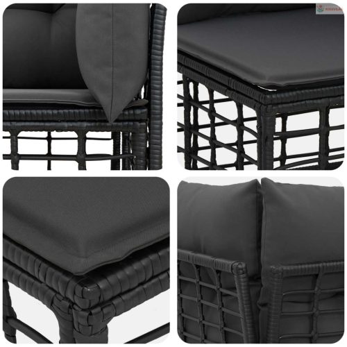 Kültéri kanapé szett párnával 12 pcs Fekete Poliészter