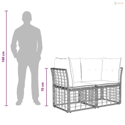 Kültéri kanapé szett párnával 12 pcs Fekete Poliészter