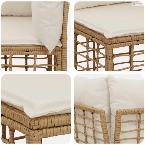 Kültéri kanapé szett párnával 12 pcs Természetes Poliészter