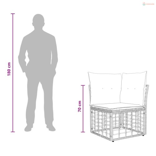 Kültéri kanapé szett 10 pcs Fekete és Sötétszürke Poliészter