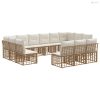 Kültéri kanapé szett 10 pcs Természetes és Krémszínű Fehér