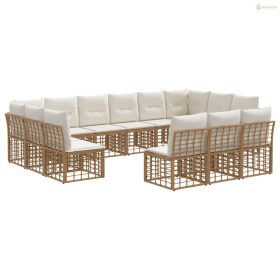   Kültéri kanapé szett 10 pcs Természetes és Krémszínű Fehér