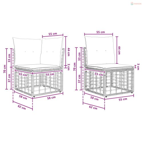 Kültéri kanapé szett 10 pcs Természetes és Krémszínű Fehér
