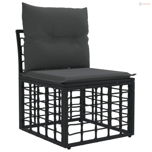 Kültéri kanapé szett 13 pcs Fekete és Sötétszürke Poliészter