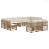Kültéri kanapé szett 13 pcs Természetes és Krémszínű Fehér