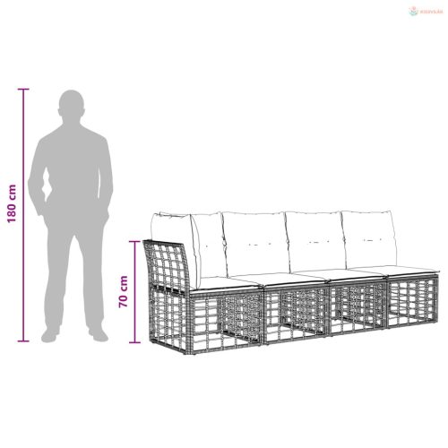 Kültéri kanapé szett 13 pcs Természetes és Krémszínű Fehér
