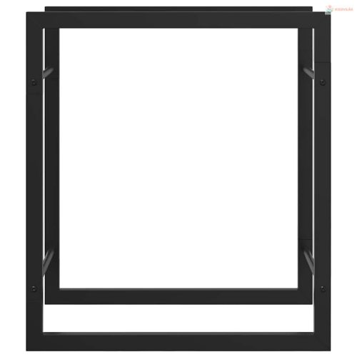 Fekete acél tűzifatároló állvány 50 x 28 x 56 cm