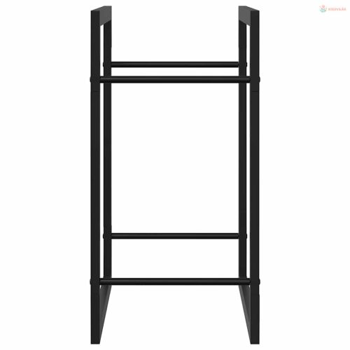 Fekete acél tűzifatároló állvány 50 x 28 x 56 cm