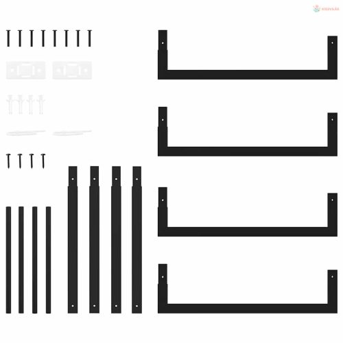 Fekete acél tűzifatároló állvány 50 x 28 x 56 cm