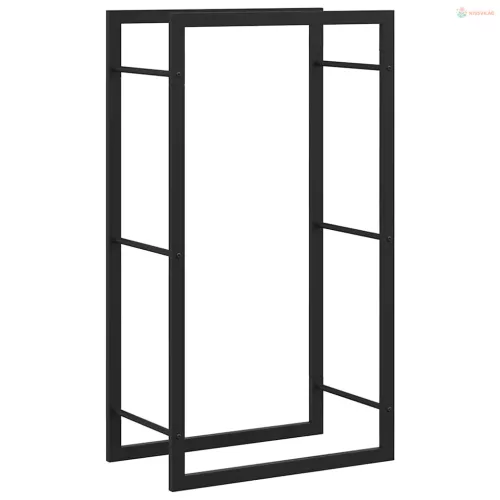 Fekete acél tűzifatároló állvány 50x28x94 cm