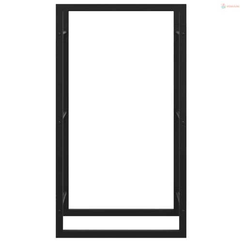 Fekete acél tűzifatároló állvány 50x28x94 cm