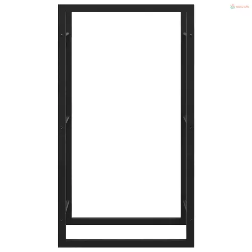 Fekete acél tűzifatároló állvány 50x28x94 cm
