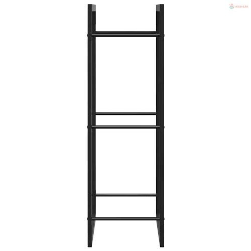 Fekete acél tűzifatároló állvány 50x28x94 cm