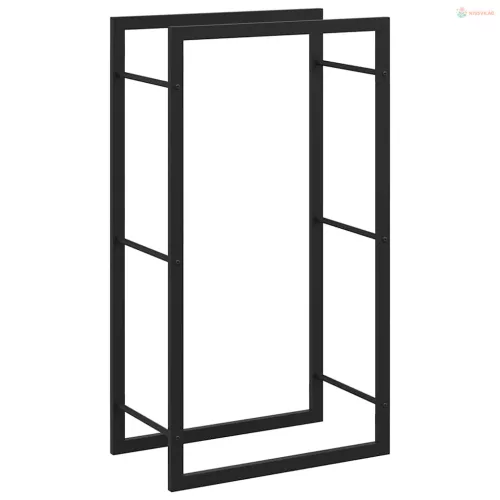 Fekete acél tűzifatároló állvány 50x28x94 cm