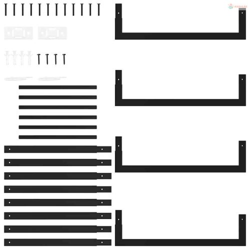 Fekete acél tűzifatároló állvány 50x28x94 cm