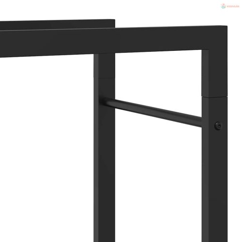 Fekete acél tűzifatároló állvány 50x28x94 cm