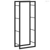 Fekete acél tűzifatároló állvány 50x28x132 cm