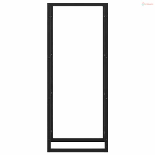 Fekete acél tűzifatároló állvány 50x28x132 cm