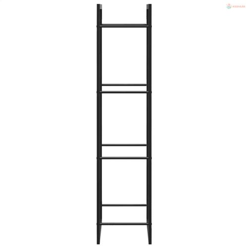 Fekete acél tűzifatároló állvány 50x28x132 cm