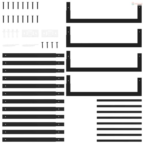 Fekete acél tűzifatároló állvány 50x28x132 cm